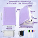Feifeiya 6 Sides Whiteboard Notebook Portable Whiteboard Dry Erase Notebook Portable Dry Erase Board Double Sided Folding Whiteboards White Board for Office Study Meeting(Purple,A5: 6"×9”)