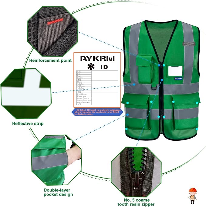 3xl green safety vests reflective