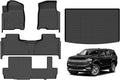 Hutisya-Floor Mats & Cargo Liner Set Fit for Chevy Suburban/GMC Yukon XL (8 Seater)(with 2nd Row Bench Seat) 2021-2025 All Weather Protection Anti-Slip TPE Full Set Liners Automotive Accessories