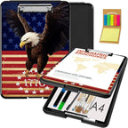 Clipboard with Storage,Office Supplies Nursing Clipboards Folder with Pen Holder Plastic Foldable Clip Board with Storage for Nurse Teacher,Flag Eagle