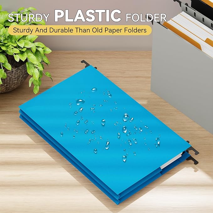 Legal Size Hanging File Folders,6 Pack Heavy Duty 3" Expanding Pocket,Reinforced High Capacity Plastic Legal Files,Sturdy Hang Folders with Tabs,Filing Cabinet Folder for Bulky Files,Colored