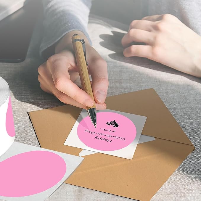 2 Inch Pink Round Thermal Labels, 600 Labels/Roll,Self-Adhesive Circle Inventory Stickers, Multi-Purpose Round Roll Thermal Printing Stickers for Business and Domestic Use