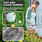 Retractable Garden Hose Reel, 1/2 in 75+6ft, Heavy Duty Wall Mounted Water Hose Reel, Spring power Automatic Rewind, Any Length Lock, 180° Swivel Bracket, 10 Pattern Spray Nozzle