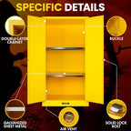 EQUCKKY Flammable Storage Cabinet 34"x34"x65", 90 Gallon Chemical Safety Cabinet with Adjustable Shelf, Thickened Galvanized Steel Fireproof Cabinet for Flammable Liquids, Industrial & Commercial Use