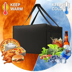 Bodaon Insulated Pizza Delivery Bags, 20" x 20" x 14" Insulated Food Delivery Bag for Rideshare Drivers, Pizza Pack, Pizza Hot Warmer Carrier, Food Warmers for Parties Insulation (Black, 1Pk)