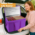 XXXL Insulated Food Delivery Bag - Reusable Thermal Cooler Grocery Bags for Catering & Delivery, Pizza Carrier for Events, Large Capacity Bag Keeps Food Hot/Cold for Shopping, Commercial (Purple, 1PK)