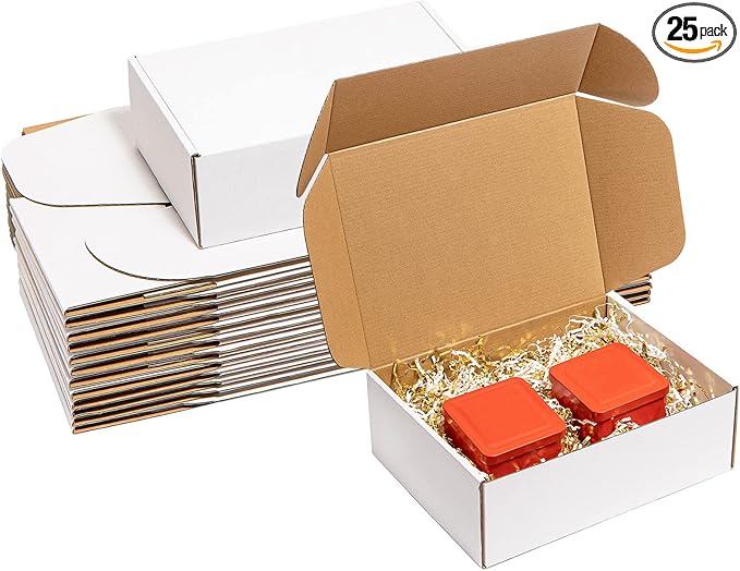 Shipping Boxes 12x9x4 Inches 25 Pack Corrugated Cardboard Mailing Boxes for Small Business - Medium White Literature Mailer Packaging Supplies