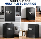 BlackSmith Large Biometric Safe 2.7 Cub Home Security Safe with Keys Keypad Lock Wall Mount Lock Box Secure Money Jewelry Valuables with Removable Shelves LED Light, Black