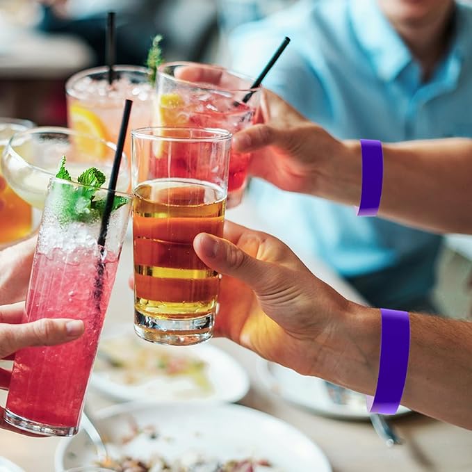 1200 Pcs Plastic Paper Wristbands for Events Neon Color Wrist Bands Concert Identification Wristbands Paper Bracelets Wristbands Party Hand Bands (Purple)