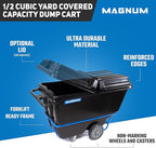Tilt Truck, 1/2 Cu. Yd. Capacity Dump Cart with Non-Marking 12” Wheels & 5” Casters & Forklift-able Frame for Jobsites, 850 lbs, Trash Cart with Wheels DUC12T-F-NM-04PK (4-Pack)