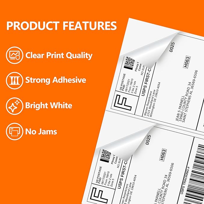 SJPACK 2000 Labels 8.5x5.5 Half Sheet Laser/Ink Jet Shipping Labels Mailing Blank Labels
