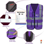 A-SAFETY Purple safety vest for women with pocket