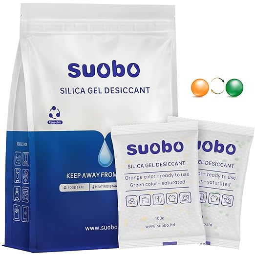 Silica Gel Packets, 100 Gram 10 Packs Moisture Absorbers with Color Indicating, Food Safe Desiccant Packs for Storage, Silica Packets for Foods, Electronics, Closet, 3D Filaments