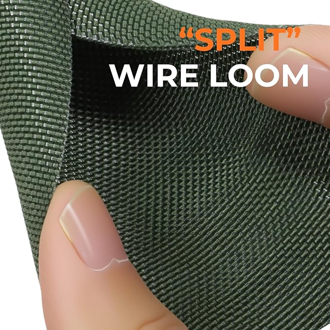 3/8 inch Split Braided Cable Management Sleeve for USB Cable Power Cord Audio Video Cable, Wire Loom Cord Protector from Cat Dog Chewing (Dark Green, 10FT)