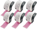 BETCKEY - Large Address Labels Replacement for Brother DK-1208 (1.4 in x 3.5 in), Compatible with Brother QL Label Printers [6 Rolls/2400 Labels, Pink]