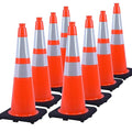 28 inch Traffic Safety Cones Orange Road Cones, Construction Cone with Rubber Base & Reflective Collars, Restorable Parking Cones, Heavy Duty Road Cones for Traffic Control & Road Safty(8 Pack）