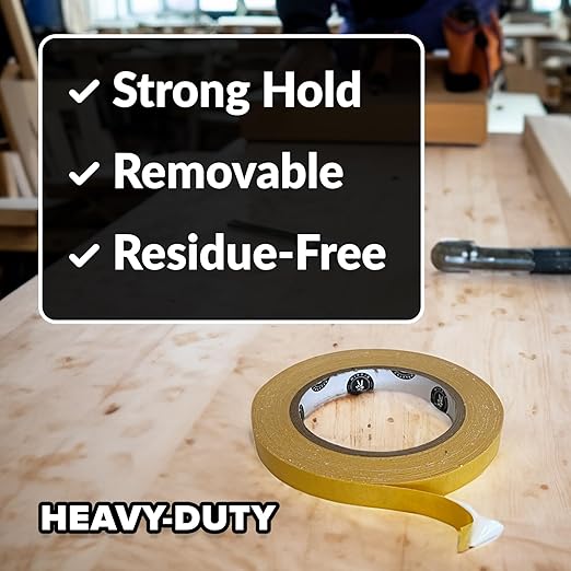 HIPPIE CRAFTER 5 Pack Double Sided Tape for Woodworking, 1/2 Inch Wide Heavy-Duty Sticky Tape for CNC Machines and Routing Templates, 60 Feet Each, 300ft Total
