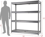 The Atlas 72" W Heavy Duty Garage Shelving Load 8000 Lbs, 4 Tier Metal Storage Shelves, Adjustable Industrial Steel Rack for Warehouse Basement Shop, 72" W x 24" D x 72" H, Grey