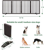 Dog Gates for Doorways, Tall Dog Gate Indoor, Foldable Pet Gates for Doorways Bedroom, Freestanding Puppy Gate with Metal Support Feet, Room Divider, 4 Panels (Brown)