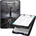 Clipboard with Storage, High Capacity Plastic Storage Clipboard with Low Profile Clip for Women Teachers Work, School & Office Supplies, Cute Pattern Decorative Clipboards, Tree of Creation
