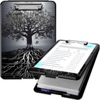 Clipboard with Storage, High Capacity Plastic Storage Clipboard with Low Profile Clip for Women Teachers Work, School & Office Supplies, Cute Pattern Decorative Clipboards, Tree of Creation