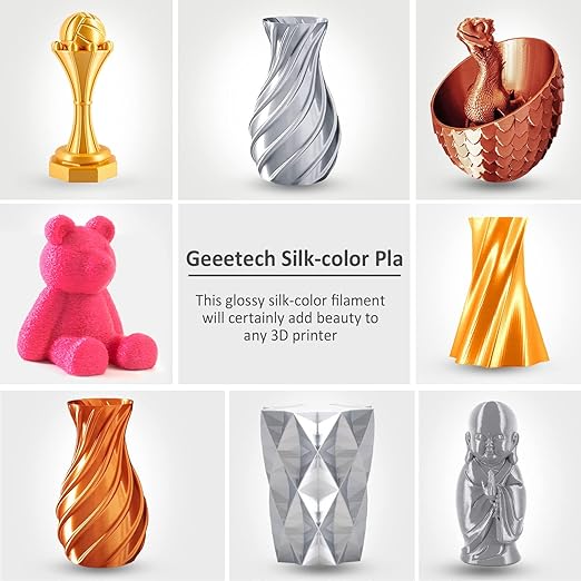 Geeetech Silk PLA Filament 1.75mm, Metal-Like Shiny Silk Rose Pink 3D Filament 1kg (2.2lbs) 1 Spool, Dimensional Accuracy +/- 0.02 mm, Fit Most FDM Printer (Magenta)