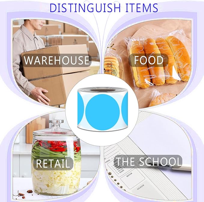 PARLAIM 3 Inch Round Color Code Dot Sticker, 500pcs Sky Blue Inventory Color Coding Circle Labels in Dispenser Box