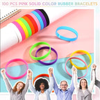 Liliful 100 Pcs Silicone Rubber Wristbands Rubber Wristband Bracelet Bands for Silicone Wristbands for Women Men(Colorful)