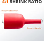 Wirefy 1-1/2" Heat Shrink Tubing - Large Diameter - 4:1 Ratio - Adhesive Lined - Industrial Heat-Shrink Tubing - 50 Feet Roll - Red