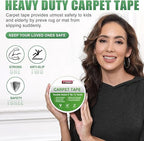 YYXLIFE Double Sided Carpet Tape for Hardwood Floors,Area Rugs Carpet Adhesive Removable Multi-Purpose Rug Tape Cloth Outdoor Steps,Heavy Duty Sticky Tape,2Inch x 12 Yards,Clean