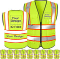 Custom Safety Vest with Logo Pockets High Visibility Reflective Vests Construction Security Workwear
