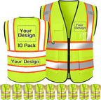 Custom Safety Vest with Logo Pockets High Visibility Reflective Vests Construction Security Workwear