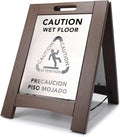 Premium Outdoor Composite Caution Wet Floor Sign – Bilingual w/Non-Skid Plastic Feet, Black Plate – For Hotels, Schools, Offices, Areas, Restrooms, Pool Decks & Shops, Brown