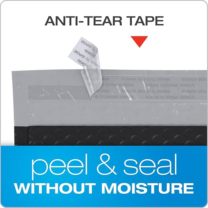 Quality Park Bubble Mailers, 8.25 x 11 Shipping Envelopes, Water Resistant Black Poly Padded Envelopes, Redi-Strip Peel Off Closure (QUA85870), Letter, 25/Box