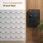 XDeer 71-Key Safe Wall Mount with Advanced Anti-Theft & LED Light, Key Cabinet with Combo & Key Lock for Hotels, Offices & Car Dealerships