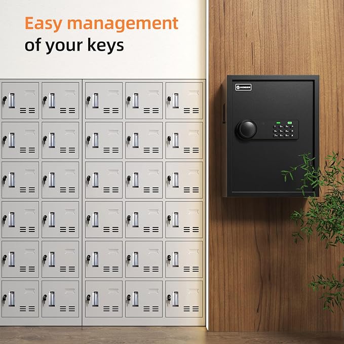 XDeer 71-Key Safe Wall Mount with Advanced Anti-Theft & LED Light, Key Cabinet with Combo & Key Lock for Hotels, Offices & Car Dealerships