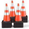 (24 Pack) BATTIFE Traffic Cones 28 Inch with Black Weighted Base, PVC Orange Cone for Traffic Control, Construction Events, Driveway Road Parking Lot