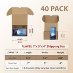 RLAVBL 7x5x4 Small Shipping Boxes Set of 40, Brown Corrugated Cardboard Mailer Box for Packing, Mailing, Business