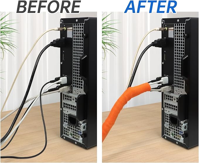 Split Braided Cable Sleeve，Flexible Wire Loom Tubing, Automotive Cord Protector Pet Proof, Cable Management for Computer TV Electric Wires Harness 16ft (Orange, 13mm（1/2")