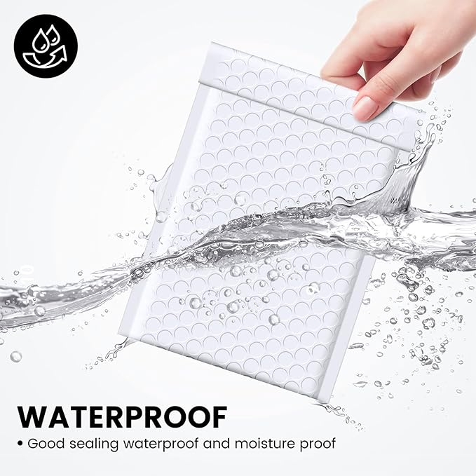 Bubble Mailers 9.5x13 Inch 100PCS, Self Seal Waterproof Padded Envelopes Shipping Bags, Tear-proof Bubble Envelopes Padded Mailers for Mailing, Packaging, Small Business-White