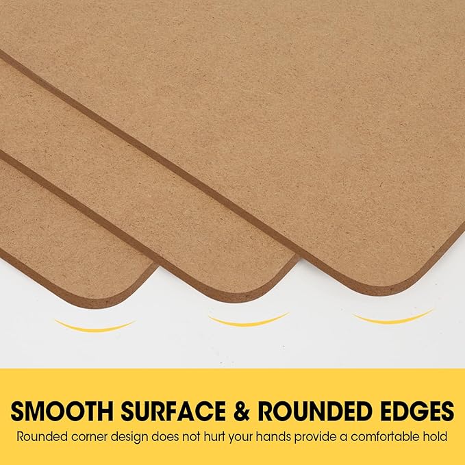 6 Pack Clipboards, Clipboards for Classroom, Letter Size (9 x 12.5 Inch) Wooden Clipboard, Hardboard Office Clipboard, Classroom Supplies