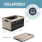 CleverMade Collapsible Storage Bins - Tan 3 Pack 46L - Stackable Containers Heavy Duty Capacity Folding Crates - Space-Saving for Home