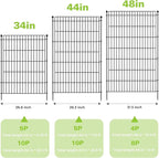 8 Panels No Dig Garden Fence with Gate, 48in(H) × 21ft(L) Decorative Metal Outdoor Dog Fence, Rustproof Pet Fencing for Yard, Patio, Flower Bed -Temporary Fencing| Easy to Install