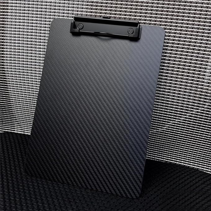 Hardened 9.4" Wx12.6 L 3K Carbon Fiber Clipboard Ultimate Light and Thin Portable Cool Black Twill Smooth Hard Writing Board Black Low Profile Clip Hide Hook Art Paint Draw