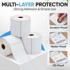 4"x6" Direct Thermal Label Roll, Shipping Labels with Perforated, Commercial Grade for Thermal Printer, 500 Labels/Roll, 4 Rolls (2,000 Labels Total)