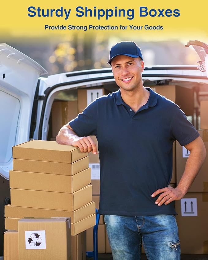 Shipping-Boxes-13x10x2 Inches: 25 Pack-Cardboard-Boxes-for-Packaging, Brown-Shipping-Boxes-for-Packing-Small-Business, Corrugated Box Mailers for Book Shoes Gift Mailing
