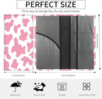 Premium Car Registration and Insurance Card Holder, Cute PU Leather Car Document Holder, Vehicle Glove Box Car Organizer with Magnetic Closure for Driver License, Cards Pink Cow Print