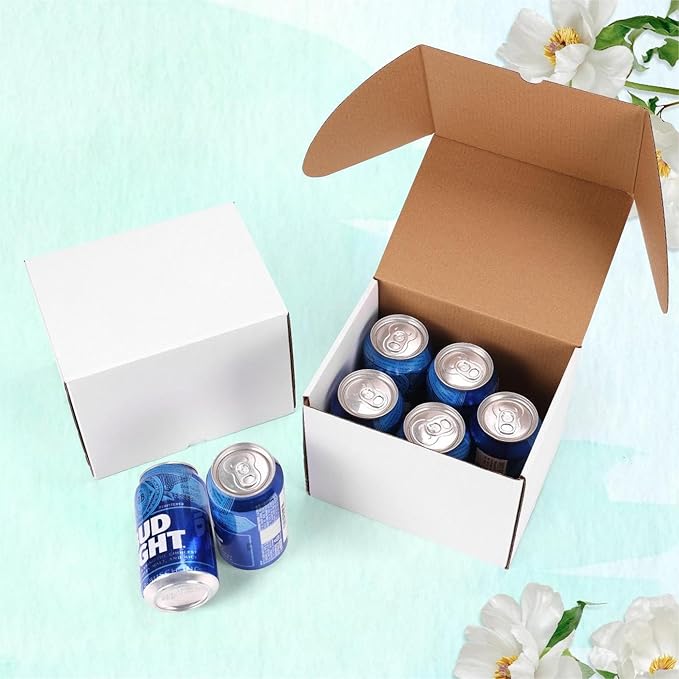 WIFTREY 8x6x6 inches Shipping Boxes set of 20 White Corrugated Cardboard Box for Packaging Small Business, Moving, Mailing