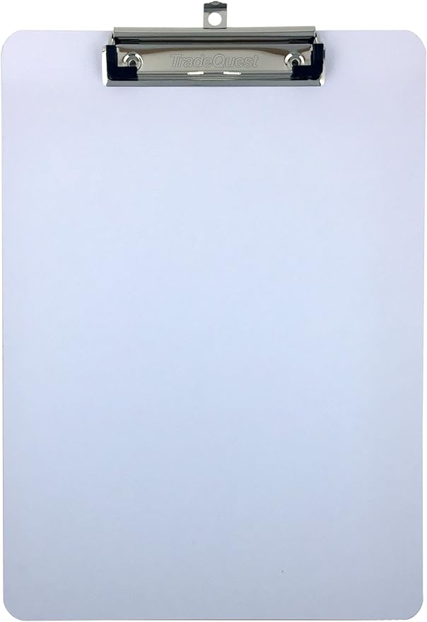 Clipboard Dry Erase Surface 9'' x 12.5'' Letter Size Low Profile Clip Whiteboard Single (Pack of 1)