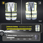 AYKRM 11 color High Vis Reflective Safety Vest for Women Men Security Pocket Zipper